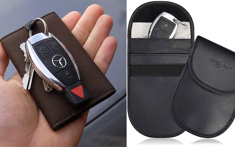 Car Key Remotes Credit Card Keyless Entry Waterproof Faraday Bag for Key Fob Anti-Hacking Case Blocker for Wireless Car Keys 3 Pcs RFID Signal Blocking Case Black+Brown+Pink Key FOBs 
